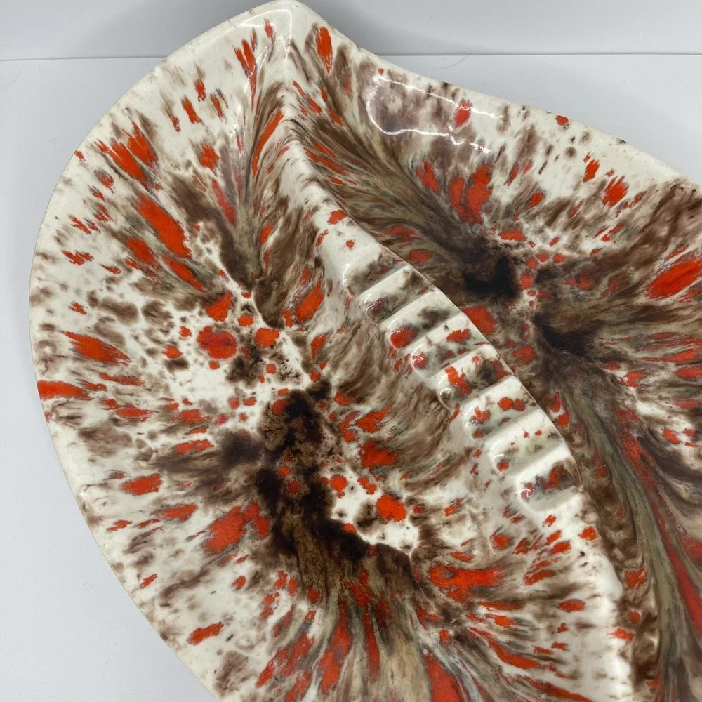 Mid Century Retro Boomerang‎ Large Table Ashtray Atomic Speckled Geometric Vtg